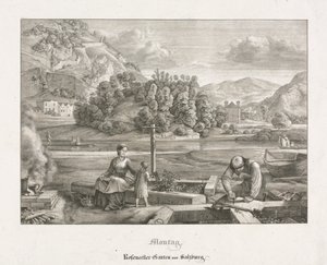 Sieben Ansichten in Salzburg und Berchtesgaden: Montag: Rosenecker Garten Salzburg von Ferdinand Olivier