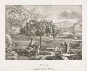 Sieben Ansichten in Salzburg und Berchtesgaden: Montag: Rosenecker Garten Salzburg, 1823 von Ferdinand Olivier