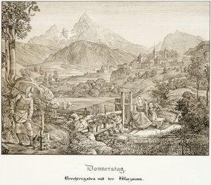 Donnerstag: Berchtesgaden und der Watzmann von Ferdinand Olivier