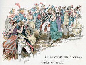 Die Rückkehr der französischen Truppen von Marengo, 1800, um 1870-1950 von Ferdinand Sigismund Bac