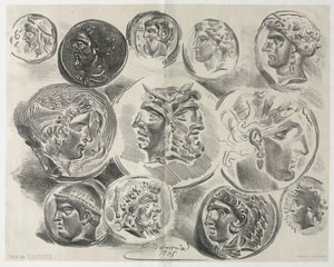 Blatt mit zwölf antiken Medaillen, 1825 von Ferdinand Victor Eugene Delacroix