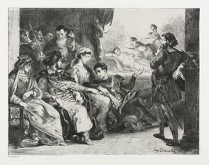 Hamlet: Hamlet befiehlt den Schauspielern, eine Szene aus der Vergiftung seines Vaters zu spielen, 1834