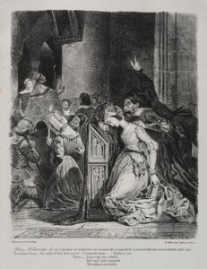 Illustrationen für Faust: Marguerite in der Kirche, 1828