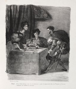 Illustrationen zu Faust: Méphistophélès bei Marthe, 1828 von Ferdinand Victor Eugene Delacroix