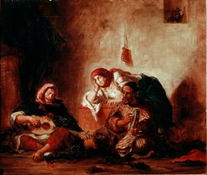 Orientalismus: „Jüdische Musiker von Mogador, Marokko“ Gemälde von Eugene Delacroix (1798-1863) 19. Jahrhundert Paris, Musée du Louvre