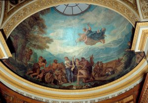 Orpheus kommt, um die noch wilden Griechen zu zivilisieren und die Künste des Friedens zu lehren. Fresko von Eugène Delacroix (1843) von Ferdinand Victor Eugene Delacroix