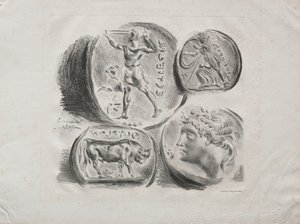 Blatt mit vier antiken Medaillen, 1825 von Ferdinand Victor Eugene Delacroix