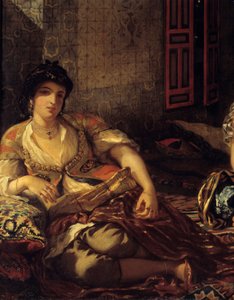 Die Frauen von Algier in ihrem Detail-Apartment. Gemälde von Eugene Delacroix (1798-1863) 1834 Dim. 1,80 x 2,29 m Paris, Louvre Museum