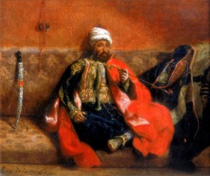 Türke sitzt rauchend auf einer Couch, 19. Jahrhundert von Ferdinand Victor Eugene Delacroix