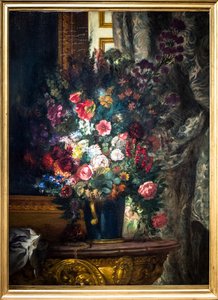 Vase mit Blumen auf einer Konsole von Ferdinand Victor Eugene Delacroix