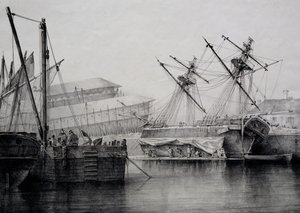 Brigantine, Lithographie von Ferdinand Perrot