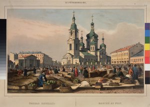 Heumarkt und die Kathedrale der Himmelfahrt der Gottesmutter in St. Petersburg von Ferdinand Victor Perrot