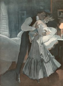 Laß mich geschwind den Käfig verhängen, Hansi schaut zu. von Ferdinand von Reznicek