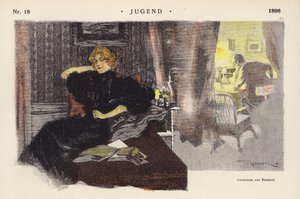 Frau zu Hause am Abend von Ferdinand von Reznicek