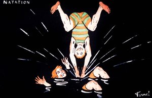 Schwimmen, um 1900 (Illustration) von Fernand Fernel