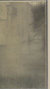 Schatten einer Frau vor einem von Wasser umgebenen Haus