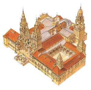 Romanische Kathedrale von Santiago de Compostela. Rekonstruktion. Spanien