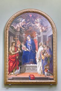 Madonna und Kind auf dem Thron mit Johannes dem Täufer und Heiligen, bekannt als Otto-Altar von Filippino Lippi