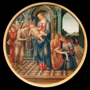 Maria mit Kind, Engeln und Johannes dem Täufer von Filippino Lippi