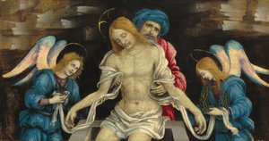 Pietà Der tote Christus betrauert von Nikodemus und zwei Engeln, ca. 1500 von Filippino Lippi