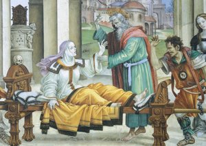 St. Johannes der Evangelist erweckt Drusiana zum Leben von Filippino Lippi