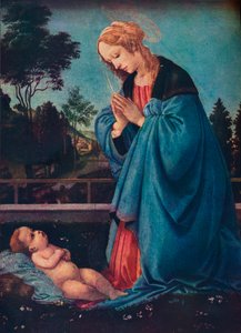 Die Madonna, die das Christkind anbetet, 15. Jahrhundert, 1910 von Filippino Lippi