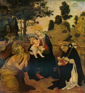 Die Jungfrau und das Kind mit den Heiligen Hieronymus und Dominikus, c1485