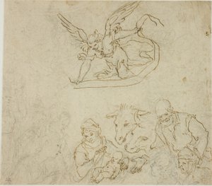 Geburt Christi (recto); Jungfrau und Kind, Engel (verso)