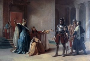 Kaiser Friedrich Barbarossa und Herzog Heinrich der Löwe in Chiavenna, vor 1860 von Filippo Carcano