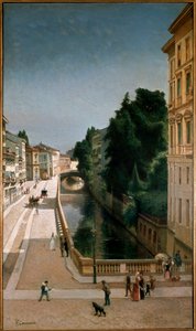 Ansicht des Kanals in der Senatostraße in Mailand von Filippo Carcano
