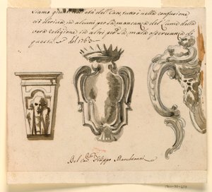 Entwurf für eine Konsole und ein Wappen, 1763