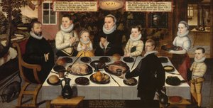 Eine protestantische Familie beim Abendessen