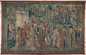 Bathseba wird in den Palast gerufen, Wandteppich von David und Bathseba, ca. 1510-15 von Flemish School
