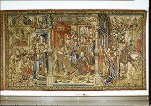 Davids Söhne Amnon und Absalom erklären sich den Krieg, Wandteppich von David und Bathseba, ca. 1510-15 von Flemish School