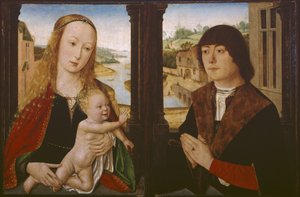 Diptychon - Jungfrau und Kind und ein Stifter, ca. 1490-1500 von Flemish School