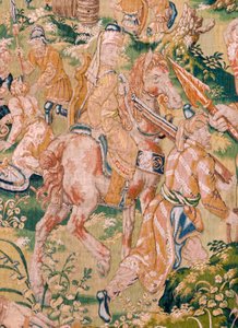 Flandrischer Wandteppich. Serie Das Buch Judith. Das Festmahl des Holofernes. Sechster Wandteppich in der Serie. Herstellung: Niederlande, Brüssel(?). Zweite Hälfte des 16. Jahrhunderts. von Flemish School