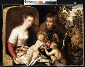 Die Heilige Familie mit dem jungen Johannes dem Täufer und der heiligen Elisabeth von Flemish School