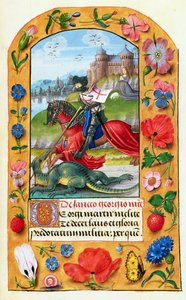 Hl. Georg und der Drache, aus einem Stundenbuch, wahrscheinlich Brügge, ca. 1500-05 von Flemish School