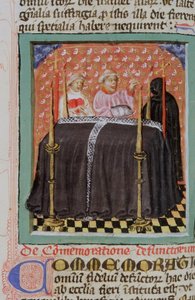 Seite aus der Legenda Aurea, Brügge, ca. 1400-10 von Flemish School