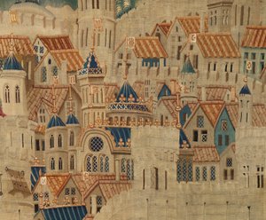 Serie Eroberungen von König Alfons I. von Portugal (Conquistas de Alfonso V de Portugal). Eroberung von Tanger (Toma de Tánger, De inname van Tanger). Tournai. Wolle und Seide.