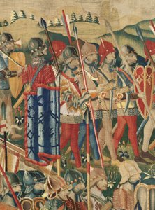 Flandrischer Wandteppich. Die Landung in Arzila. Serie Eroberungen von König Alfons I. von Portugal. Tournai. von Flemish School