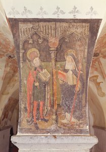 St. Bavo und St. Amalberga von Maubeuge, Wandgemälde aus der Krypta, ca. 1480-1540