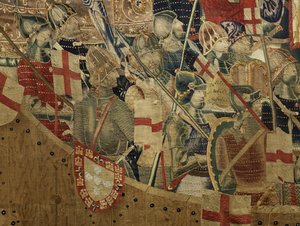 Wandteppich, der die Eroberungen von König Alfons V. von Portugal zeigt (Detail)