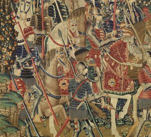 Wandteppich, der die Eroberungen von König Alfons V. von Portugal zeigt (Detail)