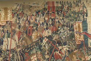 Wandteppich, der die Eroberungen von König Alfons V. von Portugal zeigt (Detail)