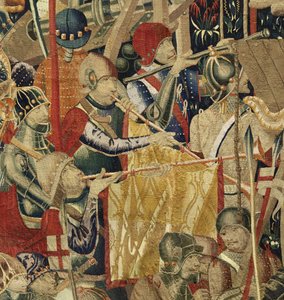 Wandteppich zeigt die Eroberungen von König Alfons V. von Portugal (Conquistas de Alfonso V de Portugal), Tournai. Detail