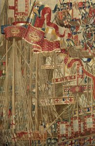 Wandteppich, der die Eroberungen von König Alfons V. von Portugal zeigt (Conquistas de Alfonso V de Portugal), Tournai. (Detail)