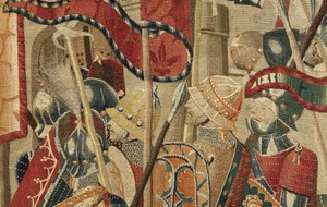 Wandteppich, der die Eroberungen von König Alfons V. von Portugal zeigt (Conquistas de Alfonso V de Portugal), Tournai. (Detail)