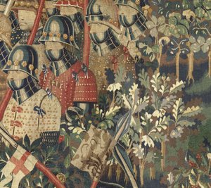 Wandteppich mit den Eroberungen von König Alfons V. von Portugal, Tournai. (Detail)