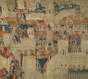 Wandteppich zeigt die Eroberungen von König Alfons V. von Portugal von Flemish School
